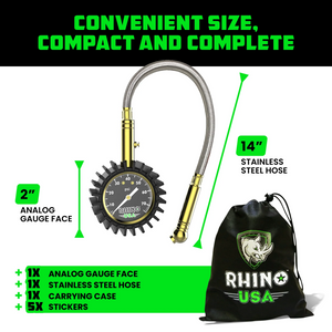 Rhino USA 75 Psi Analog Heavy Duty Tire Pressure Gauge | GRLA-GAUGE-75