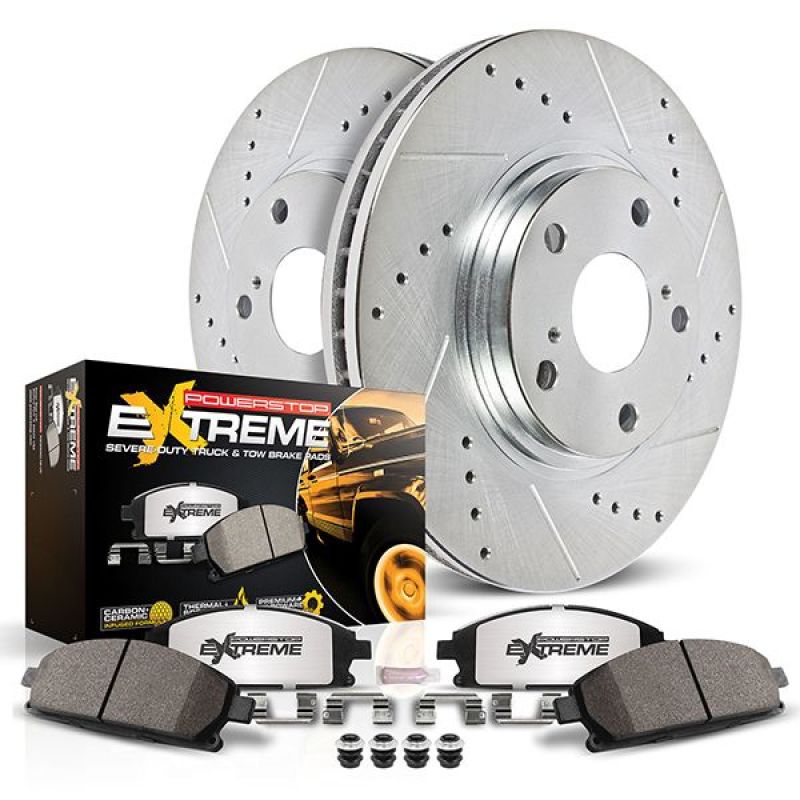 Power Stop Rear Z36 Carbon-Fiber Ceramic Brake Pad and Drilled & Slotted Rotor Kit 21-24 Ford Bronco | K8763-36