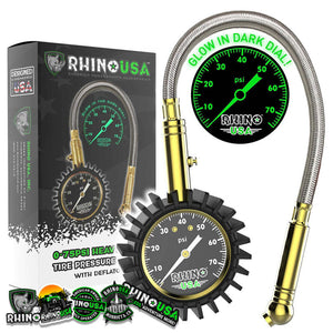 Rhino USA 75 Psi Analog Heavy Duty Tire Pressure Gauge | GRLA-GAUGE-75