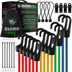 Rhino USA Assorted Bungie Cord Set (28 Piece) | RHINO-28-BNGE