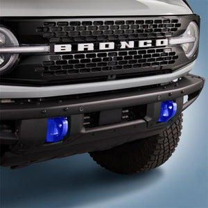 Ford Performance 2021+ Bronco Front Bumper Tow Hooks - Blue (Pair) | M-18954-BB