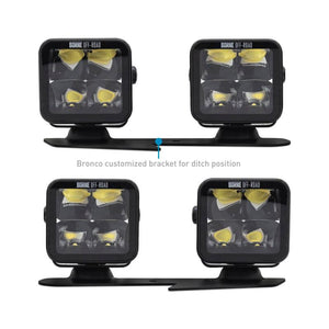 Borne Off-Road Light Pods 4pc Ditch 3x3 Flood Upfit for 21+ Ford Bronco | BNLT-BR-21-DT4FU