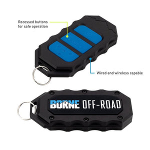 Borne Off-Road 10k lb Winch with Black Synthetic Rope for Ford Bronco (Wireless & Wired Remote) | Universal Fitment