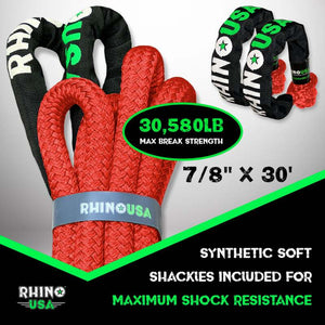 Rhino USA 7/8" x 30' Kinetic Rope Recovery Kit (RED) | RG-KRKIT78X30-RED