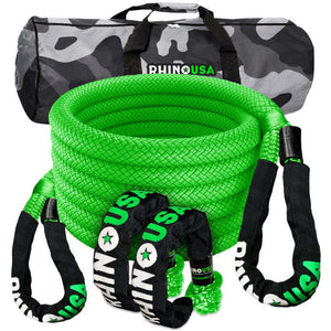 Rhino USA 7/8" x 30' Kinetic Rope Recovery Kit (GREEN) | RG-KRKIT78X30-GRN