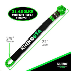 Rhino USA Synthetic Soft Shackle (1Pk 3/8InX22In) (Green) | SFTSHACK38-GRN-1