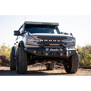 DV8 Offroad MTO Front Bumper Winch Capable w/ Optional Bull Bar/Aux Light Opening for 2021+ Ford Bronco | FBBR-01