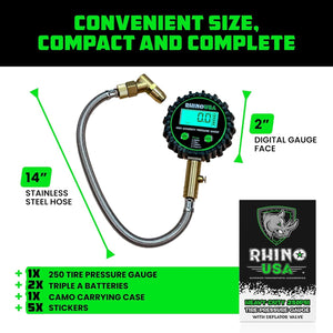 Rhino USA 250 Psi Digital Heavy Duty Tire Pressure Gauge | AC-TG250-DIGI