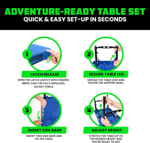 Rhino USA Portable Camping Table And Stool (Blue) | CA-FRTABSTL-BLU