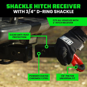 Rhino USA Shackle Hitch Receiver W/ D-Ring (Red) | RG-HTHITCH2-RED