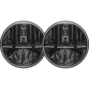 Rigid Industries 7in Round Headlights w/ Heated Lens & H13 to H4 Adaptors - Set of 2
