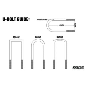Zone Offroad 9/16in / 3-1/8in / 15in U-bolt (Square)