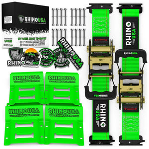 Rhino USA Utv Wheel Chock Tie-Down Kit (2-Wheel Kit) (Green) | RNO-CHOCK-SET