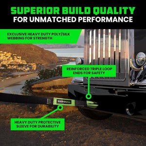 Rhino USA Ultimate Recovery Tow Strap 6In X 30Ft - Black | RG-TS6X30-BLK