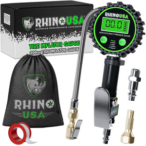 Rhino USA 200 Psi Digital Tire Inflator Gauge | RGAUGE-0200