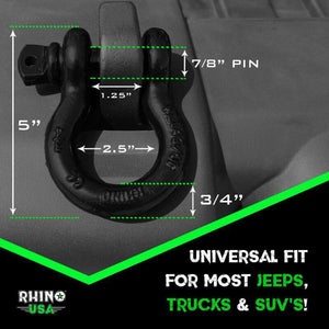 Rhino USA 20Ft Tow Strap/Shackles Combo | RNO-SHACKSTRAP20