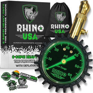 Rhino USA Heavy Duty 60 Psi Tire Pressure Gauge | RGAUG-060