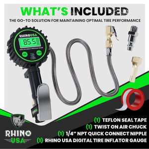 Rhino USA 200 Psi Digital Tire Inflator Gauge | RGAUGE-0200
