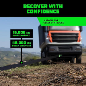 Rhino USA Ultimate Recovery Tow Strap 6In X 30Ft - Black | RG-TS6X30-BLK