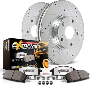 PowerStop Front Carbon-Fiber Ceramic Brake Pad with Drilled and Slotted Rotor Kit 22-24 Ford Bronco Raptor | K8744-36