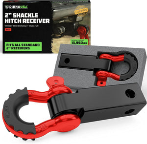 Rhino USA Shackle Hitch Receiver W/ D-Ring (Red) | RG-HTHITCH2-RED