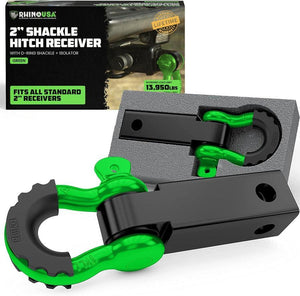Rhino USA Shackle Hitch Receiver W/ D-Ring (Green) | RG-HTHITCH2-GRN