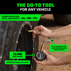 Rhino USA 75 Psi Analog Heavy Duty Tire Pressure Gauge | GRLA-GAUGE-75