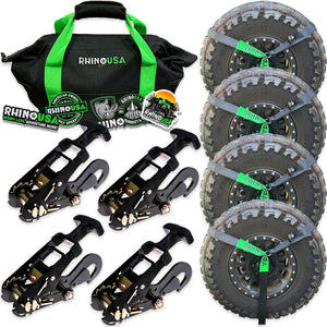 Rhino USA Lasso Straps; Basket Straps - Black - Snap Hook | TD-VSLASSO-BLK-SNAP