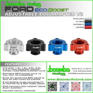 Boomba Racing 2.3L, 2.7L ADJUSTABLE Blow Off Valve Adapter for Ford Bronco, Ranger, & More - RED