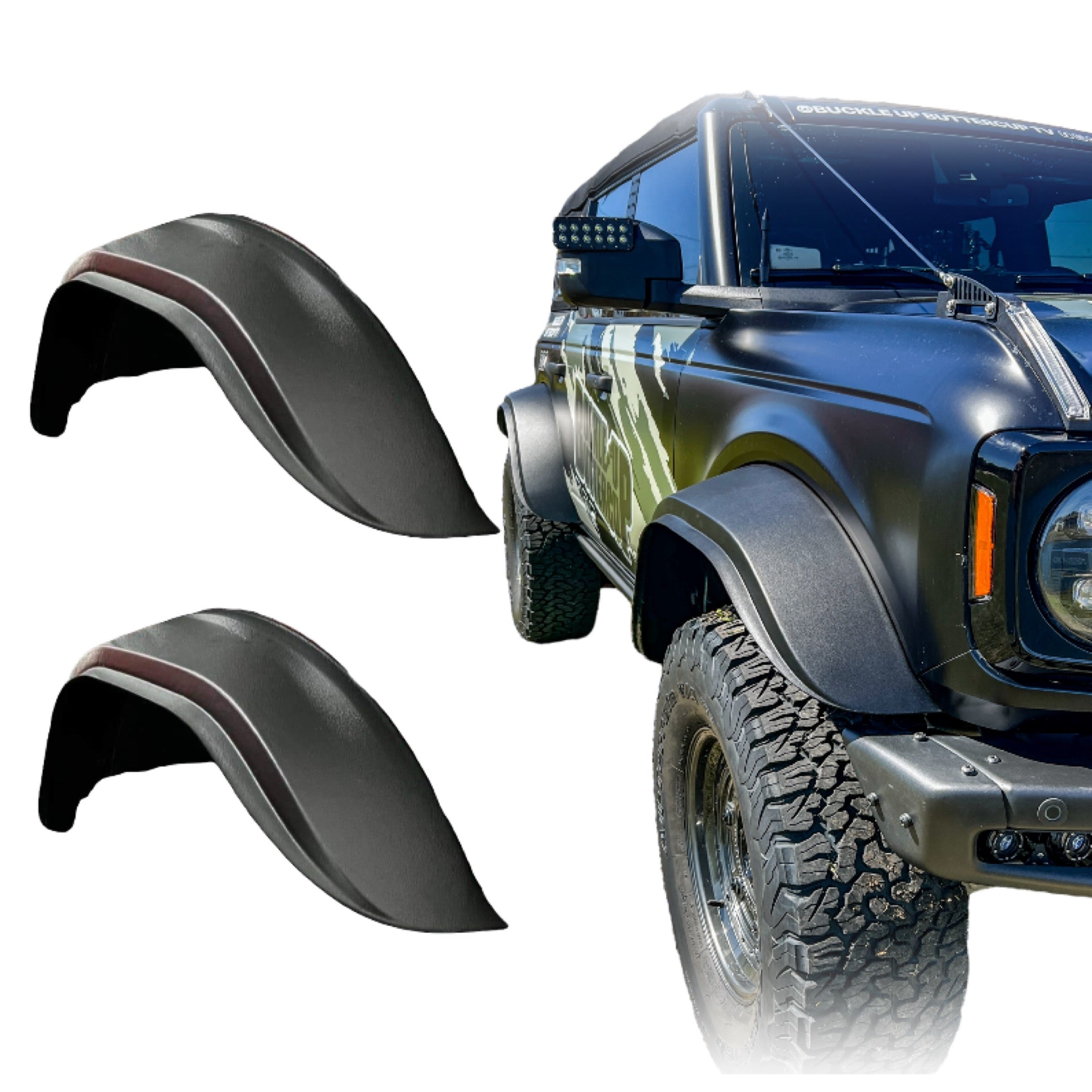 Buckle Up Off-Road Wide Track Flares for 2021+ Ford Bronco Set of 4 | bub6gwflare