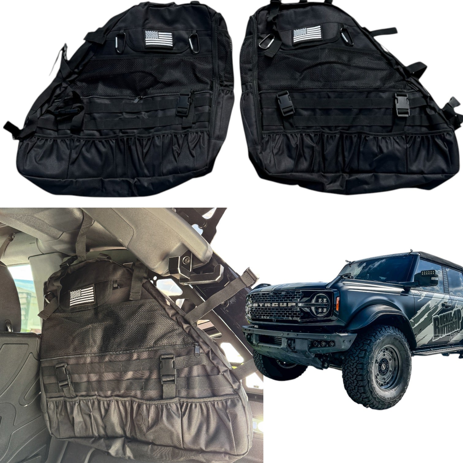 Buckle Up Off-Road XL Size Matters Roll Bar Storage Bag for 2021+ Ford Bronco Set of 2