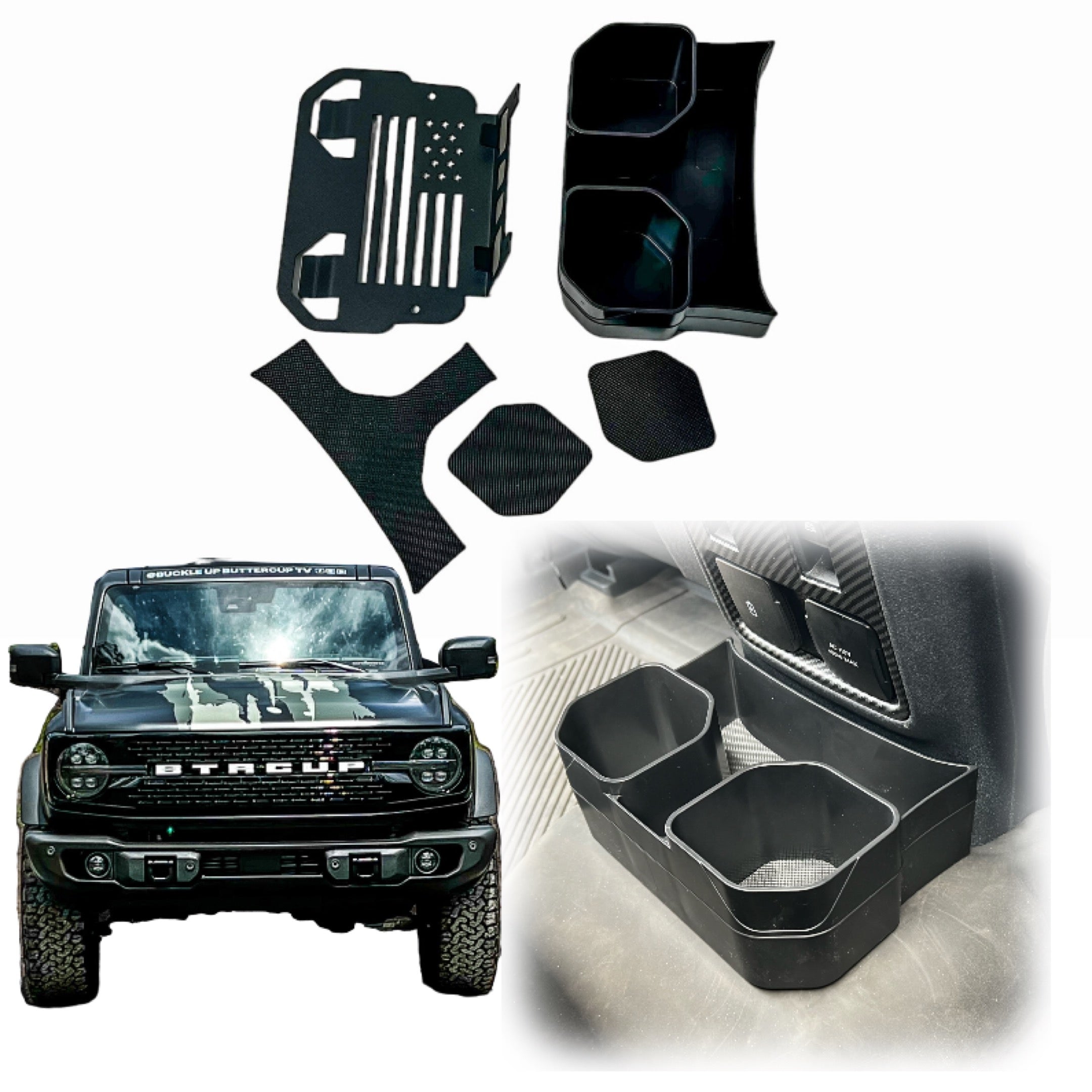 Buckle Up Off-Road Dual Rear Cup Holder for 2021-2024 Ford Bronco
