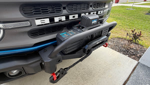 Buckle Up Off-Road Winch Mount Bundle with Borne Off-Road 10K lb Winch with Black Synthetic Rope