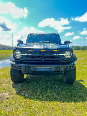 BBM Matte Black Hex Grille with Amber Lighting for 2021+ Ford Bronco
