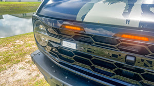 BBM Gloss Black Hex Grille with Amber Lighting for 2021+ Ford Bronco