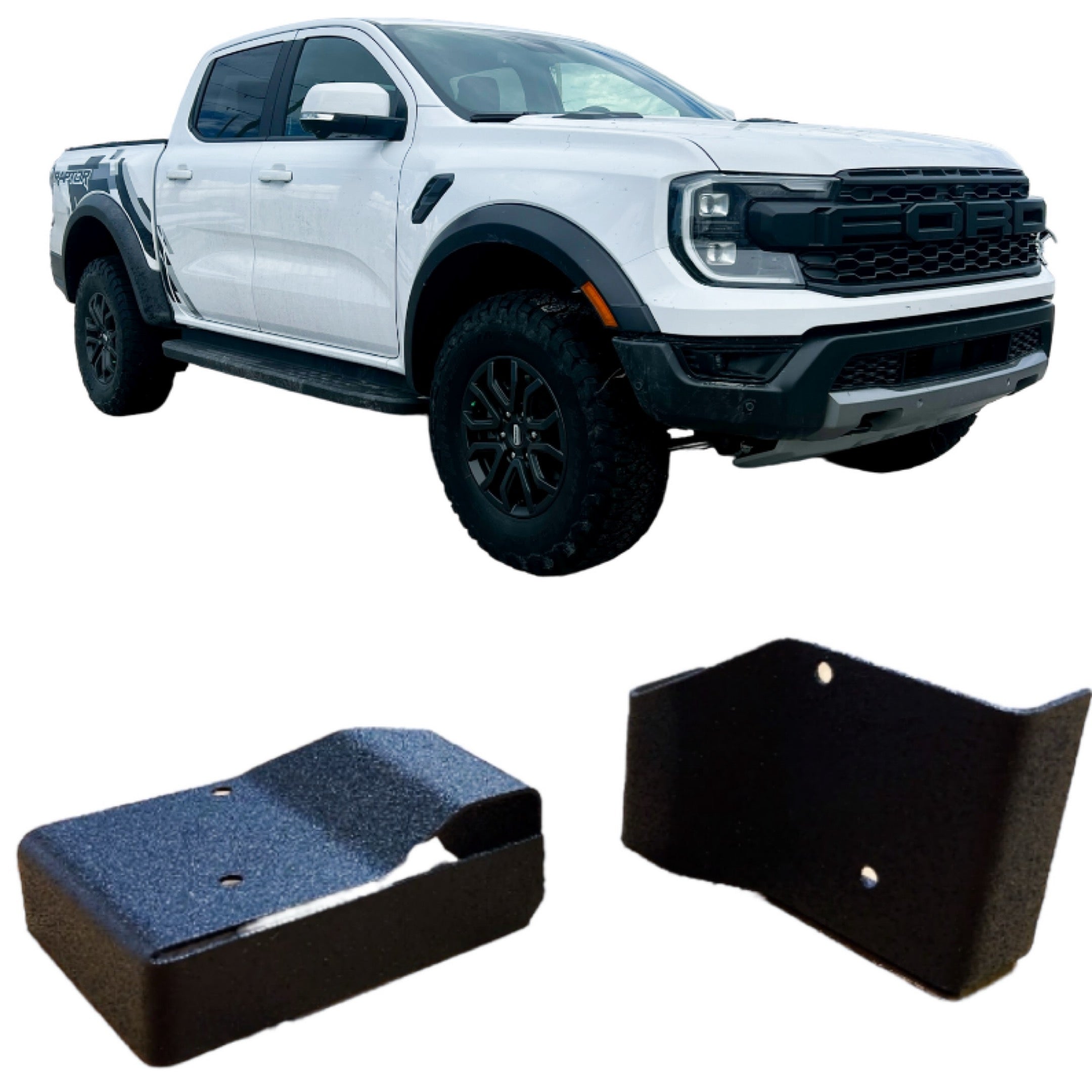 Buckle Up Off-Road Trailing Arm Sensor Protector Guard and Skid Plate NEW IMPROVED DESIGN for 2024+ Ford Ranger Raptor Set of 2 | Made in USA