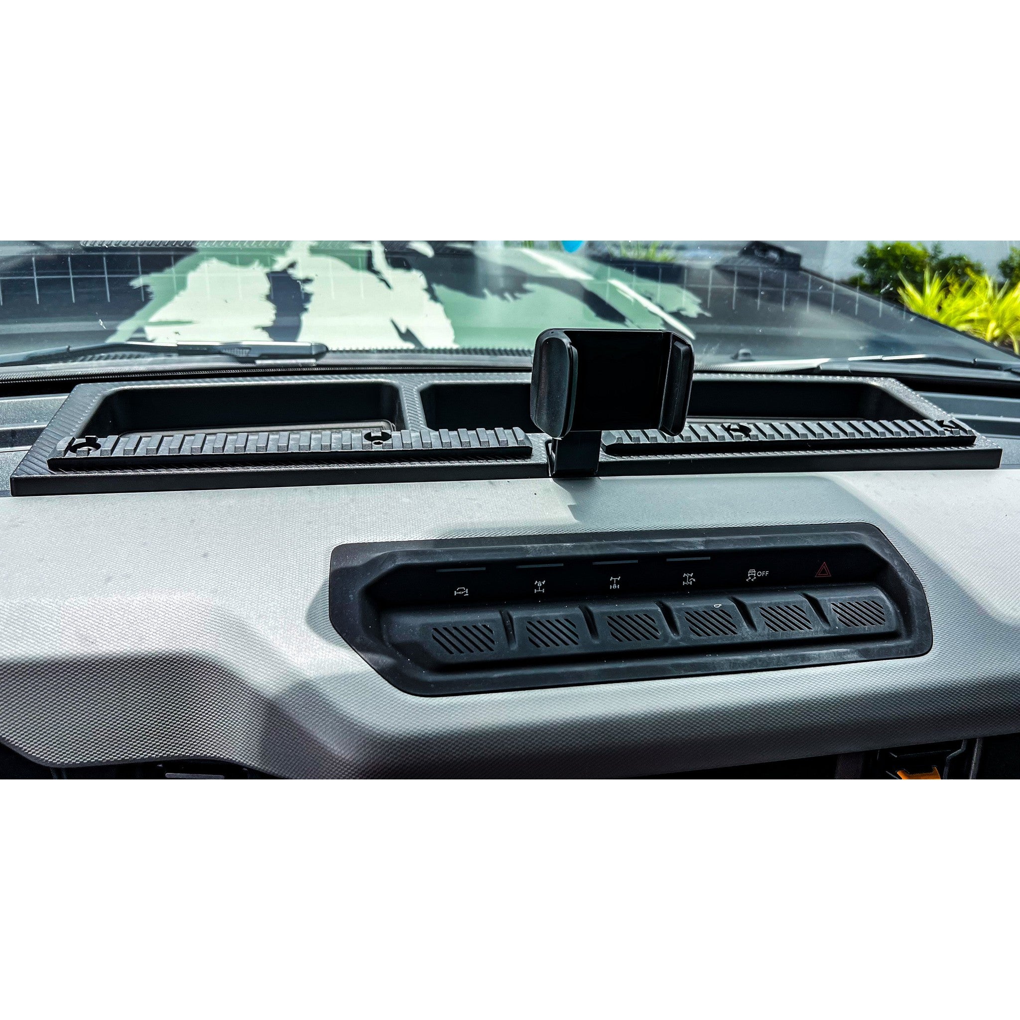 Buckle Up Off-Road Dash Organizer with Phone Mount for 2021+ Ford Bronco without B&O System or Charge Port on dash