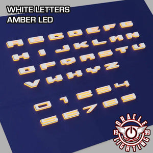 ORACLE Lighting Universal Illuminated LED Letter Badges - Matte White Letters w/ Amber LED for 2021+ Ford Bronco