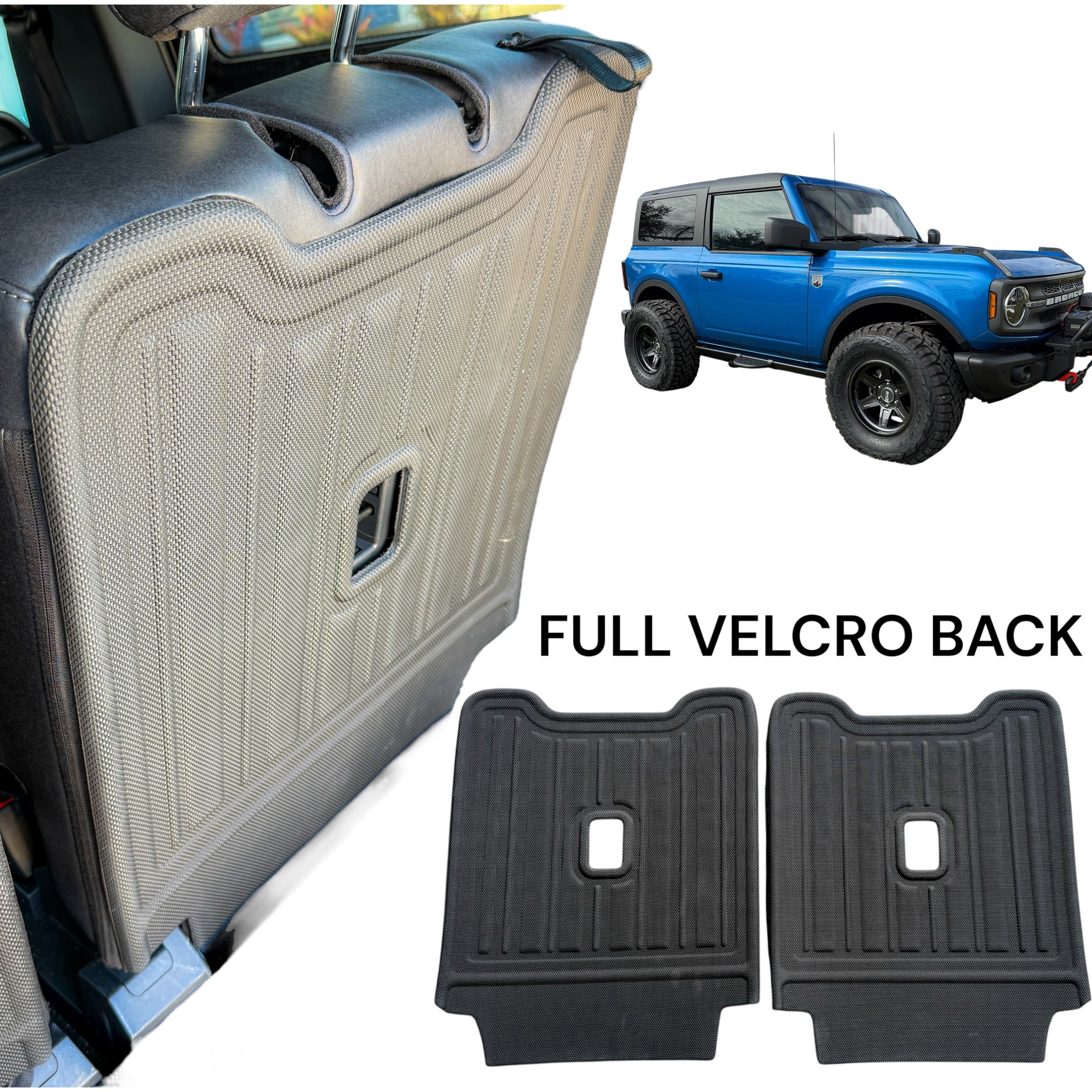 Buckle Up Off-Road Rugged Rear Seat Back Protectors for 2021+ Ford Bronco (2-door) | Fully Backed Velcro