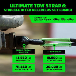 Rhino USA 20Ft Tow Strap/Hitch Combo | RNO-20STRAPHITCH