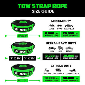 Rhino USA 20Ft Tow Strap/Hitch Combo | RNO-20STRAPHITCH