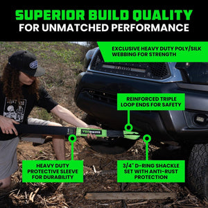 Rhino USA 20Ft Tow Strap/Shackles Combo | RNO-SHACKSTRAP20