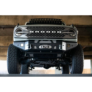 DV8 Offroad MTO Front Bumper Winch Capable w/ Optional Bull Bar/Aux Light Opening for 2021+ Ford Bronco | FBBR-01