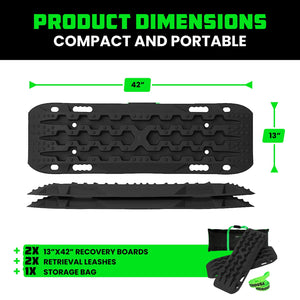 Rhino USA Recovery Traction Boards - Black (Pair) | TRACBOARDS-BLK