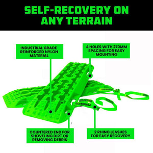 Rhino USA Recovery Traction Boards - Green (Pair) | TRACBOARDS-GRN