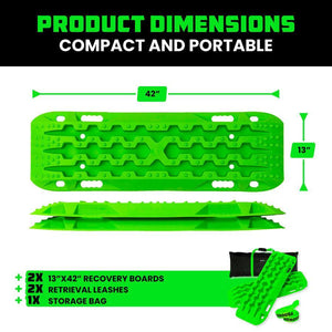 Rhino USA Recovery Traction Boards - Green (Pair) | TRACBOARDS-GRN