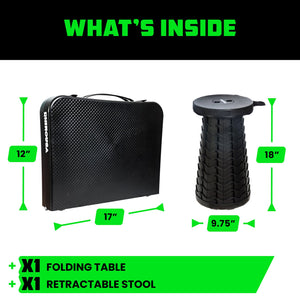 Rhino USA Portable Camping Table And Stool (Black) | CA-FRTABSTL-BLK