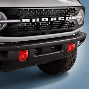 Ford Performance 2021+ Bronco Front Bumper Tow Hooks - Red (Pair) | M-18954-BR