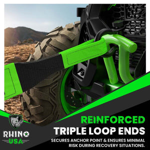 Rhino USA Recovery Tree Saver Strap 3Inx8Ft (Green) | RG-TS3X8-GRN