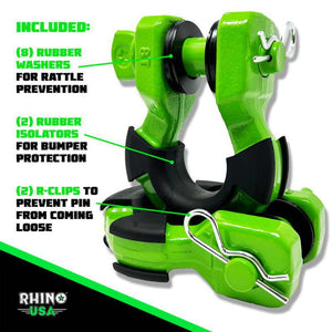Rhino USA 8T Super Shackle 2-Pack (Green) | SUPERSHACK-GRN